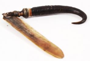 Antik szaru levélnyitó, jó állapotban, h:25 cm