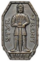 Osztrák-Magyar Monarchia 1916. "STYR FRONT 1916" ezüstözött tombak sapkajelvény (43x27mm) T:2 Austro-Hungarian Monarchy 1916. "STYR FRONT 1916" silvered tombac cap badge (43x27mm) C:XF