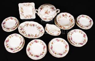 Zsolnay pillangós mintás hat személyes étkészlet, kézzel festett, jelzett, hibátlan, összesen:24 db