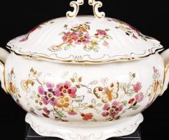 Zsolnay pillangós mintás hat személyes étkészlet, kézzel festett, jelzett, hibátlan, összesen:24 db