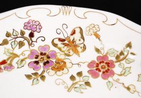 Zsolnay pillangós mintás hat személyes étkészlet, kézzel festett, jelzett, hibátlan, összesen:24 db