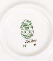 Zsolnay pillangós mintás hat személyes étkészlet, kézzel festett, jelzett, hibátlan, összesen:24 db