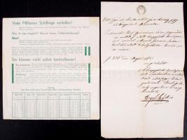 1857, 1936 Győri első szakaszbéli járásbíróság jegyzőkönyvének kivonata a főbíró sajátkezű aláírásával, grazi lottónyeremény-lista.