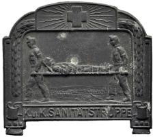 Osztrák-Magyar Monarchia 1916. "K.u.K. Mentőcsapat" tombak sapkajelvény (36x40.5mm) T:2 Austro-Hungarian Monarchy 1916. "K.u.K. SANITATSTRUPPE" tombac cap badge (36x40.5mm) C:XF