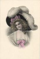 17 db vegyes hölgy motívumú képeslap / 17 old postcards, ladies