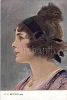 26 db régi hölgy motívumú művészlap, pinx. Muttich / 26 old motive cards, ladies, artist cards