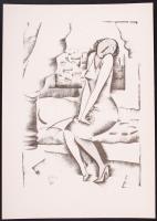 Molnár C. Pál (1894-1981): Ébredés, kis szériás ofszet-karton, 21x29 cm