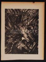 Ruzicskay György (1896-1993): Aknák között. Algrafia, papír, jelzett az algrafián, 24×18 cm