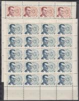 1959 10 éves a Nemzetközi Békemozgalom (Joliot Curie) 1Ft + 5Ft adománybélyeg 20-as ívekben