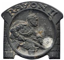 Osztrák-Magyar Monarchia ~1915. "RAYON II" cink sapkajelvény (42x44mm), készítő: BRÜDER SCHNEIDER WIEN T:2 korróziónyom Austro-Hungarian Monarchy ~1915. "RAYON II" iron cap badge (42x44mm) maker: "BRÜDER SCHNEIDER WIEN C:XF corrosion