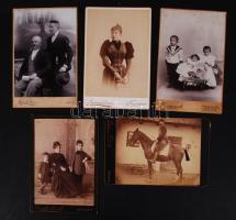 cca 1890-1920 Fotótörténeti leletek Erdélyből, különféle műtermek régi, keményhátú fényképei, 5 db 16x11 cm.