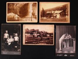 cca 1890-1920 Fotótörténeti leletek a Felvidékről, különféle műtermek régi, keményhátú fényképei, 5 db, 16x11 cm.