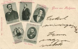 Famous Bulgarian writers, Rakovski, Konstantinov, Levski, Karavelov, Botev