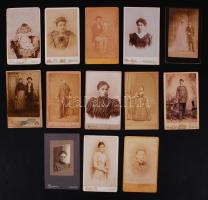 cca 1870-1920 Régi, keményhátú fényképek, különféle műtermekből, 13 db, 10x6 cm.