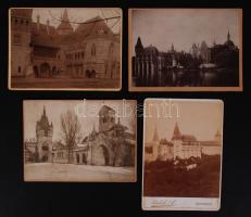 cca 1900-1920 Régi, keményhátú fotók a városligeti Vajdahunyad várról és egy kép az eredeti Vajdahunyadról, 4 db, 12x16 cm.