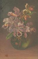 Flower, decorated postcard, Virágok, díszített lap