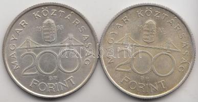 1993. 200Ft Ag "MNB" (2x) T:2 Adamo F13