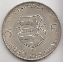 1947. 5Ft Ag "Kossuth" T:2- Adamo F8.1