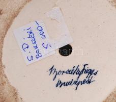 Borszéky Frigyes (1880-1955): Kifúrt lámpatest, festett mázas kerámia, jelzett, hibátlan, m:18 cm