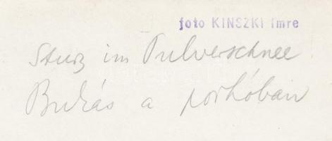 1930-1935 Kinszki Imre (1901-1945): "Sturz im Pulverschnee -- Bukás a porhóban". Vintage f...