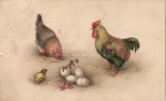 Chickens, litho (small tear)