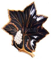 ZinYe kínai leveles kínáló, kézzel festett, jelzett, hibátlan, m:17 cm, d:30 cm