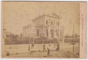 cca 1870 Klösz György: Az épülő Andrássy út, budapesti életkép, hátoldalán feliratozva, 10x6 cm.