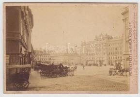 cca 1870 Régi Gizella tér (Vörösmarty tér), budapesti városkép, hátoldalán feliratozva, 10x6 cm.