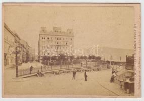 cca 1870 Régi Ferenc József tér (korábban Roosevelt, ma Széchenyi István tér), budapesti városkép, hátoldalán feliratozva, 10x6 cm.