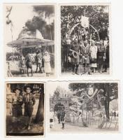 1933 Gödöllő, Életképek a Magyarországon megrendezett IV. cserkész világtalálkozóról, 4 db fotó, 6x4 és 8x6 cm közötti méretekben.