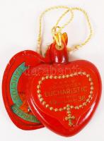 1938 Eucharisztikus emléktárgy. Széthajtható festett fa szív benne Szent István portréjával. Eredeti...