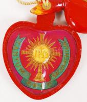 1938 Eucharisztikus emléktárgy. Széthajtható festett fa szív benne Szent István portréjával. Eredeti...