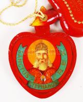 1938 Eucharisztikus emléktárgy. Széthajtható festett fa szív benne Szent István portréjával. Eredeti...