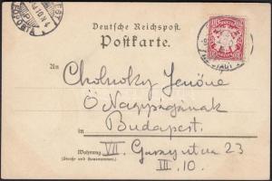 1899 Cholnoky Jenő földrajztudós üzenete és saját kezű aláírása feleségének Drezdából küldött litho képeslapon