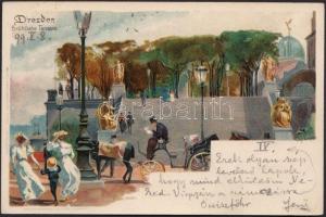 1899 Cholnoky Jenő földrajztudós üzenete és saját kezű aláírása feleségének Drezdából küldött litho ...