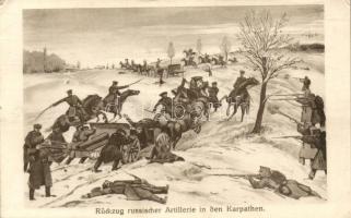 'Rückzug russischer Artillerie in den Karpathen' / 'Withdrawal of Russian artillery in the Carpathians' Military WWI propaganda (small tear)