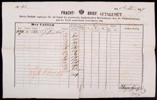 1851 Kecskemét - Vác vasúti fuvarlevél / railway bill of freight