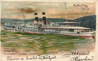 Steamship / Termes gőzös, litho (EK)