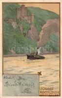 Rheinstein 'Velten's Künstlerpostkarte No. 134' castle, litho s: F. Hein. (EB)