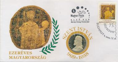 2000. "73. Bélyegnap - Szent István" sorszámozott első napi érmés boríték T:PP csak 600db!