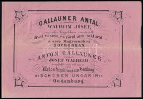 1867 Sopron Gallauner Antal divatáru reklámos számla