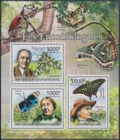 Entomologists, butterflies mini-sheet, Entomológusok, lepkék kisív