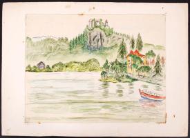 Mannheim Róza (1880-1965): Bled. Akvarell, papír, foltos, jelzett, 23×33 cm