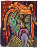 Gaál Endre (1904-?): Búsuló király. Tempera, vászon, jelzett, 25×20 cm