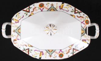 cca 1930 Epiag tálaló készlet leveses tál, két húsos tál, egy szószos geometrikus mintákkal / Egiag ...