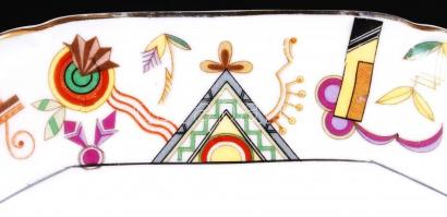 cca 1930 Epiag tálaló készlet leveses tál, két húsos tál, egy szószos geometrikus mintákkal / Egiag ...