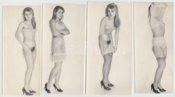 cca 196-1970 Privát vetkőző szám 4 képben/ erotic photos, 16x5 cm.