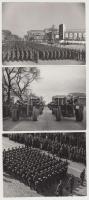 cca 1950-1955 „Pártunk és népünk bölcs vezére” előtti katonai díszszemle, 3 db fotó, 9x12 cm.