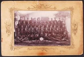 cca 1910-1920 Pobuda Károly: Katonai csoportkép, a hordozó karton több helyen sérült, szakadások, tö...