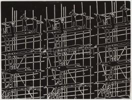 1970-1980 Kurucz János: Állványozók, vintage fotógrafika, feliratozva, 18x24 cm.